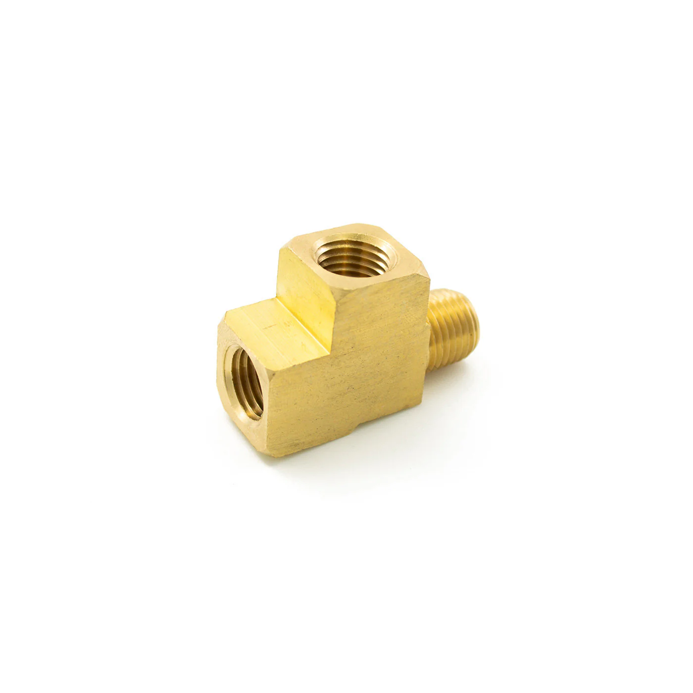 1/4" NPT Brass Run Tee Fitting